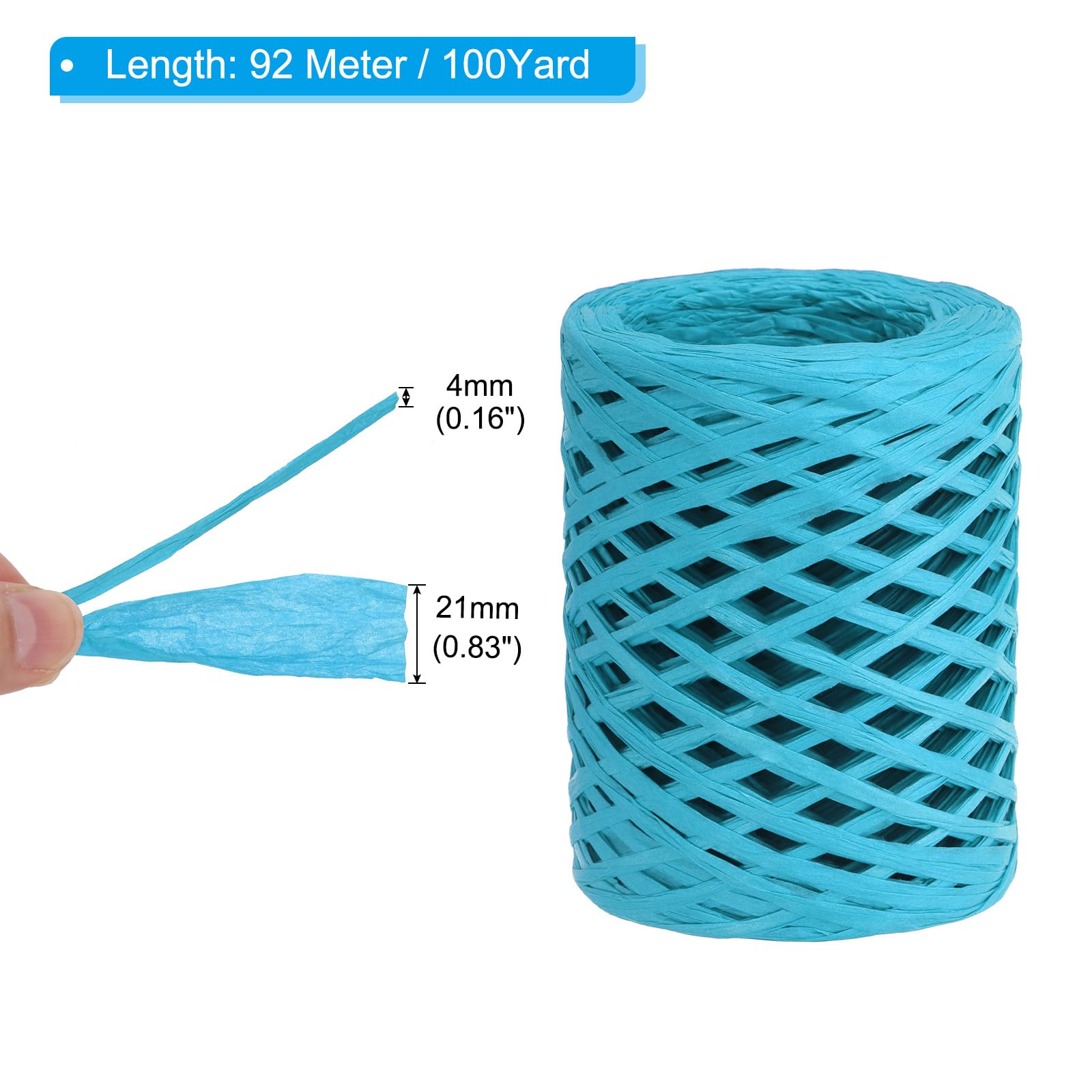 PATIKIL Raffia Ribbon 100 Yard, 1 Roll Natural Packing Paper Twine String for Crochet Box Wrapping Craft Holiday Decor Sky Blue - Image 2