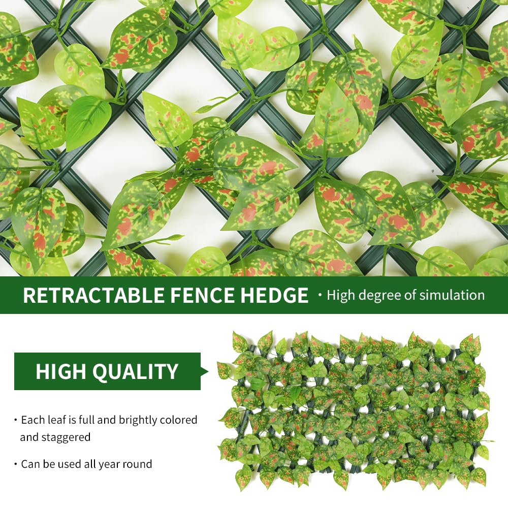 Expandable Garden Fence Panels - Privacy Screen with Faux Ivy & Greenery - 200x30cm (Speckled Green) - Image 2