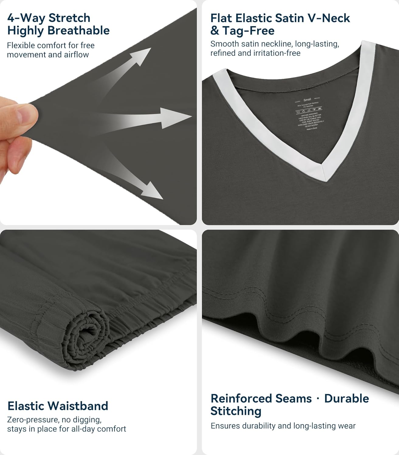 WiWi Viscose from Bamboo Pajamas Set for Women Super Soft Short Sleeve Cooling Summer Plus Size Pjs Sets Sleepwear S-4X - Image 4