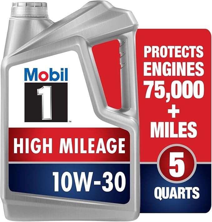 Mobil 1 High Mileage Full Synthetic Motor Oil 10W-30, 5 Quart