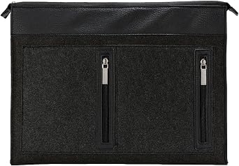 Sumac Laptop Protective Sleeve, Soft Woolen Touch with Felt Lining, Slim Finish and Zipper Closure, Multiple Pockets for Easy Storage and Access Black-15 Inch