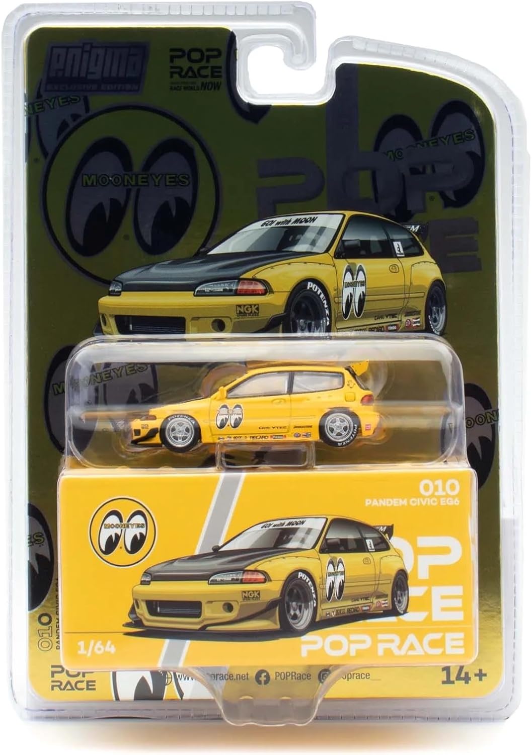 Diecast Model Car Compatible with Pandem Civic EG6 Mooneyes Enigma Exclusive Edition 1/64 Pop Race PRE010