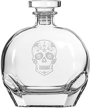 Rolf Glass Sugar Skull 23 Ounce Whiskey Decanter | Spirits Decanter with Airtight Stopper | Lead-Free Glass | Sand Engraved in the USA | Liquor Decanter for Whiskey, Bourbon, & Brandy