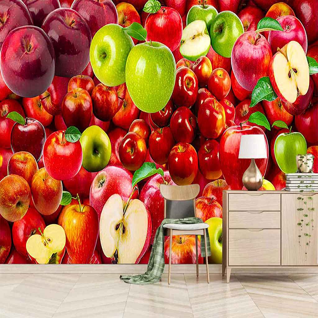 Affiche murale géante effet trompe l'oeil de fruits rouges sur toile solide