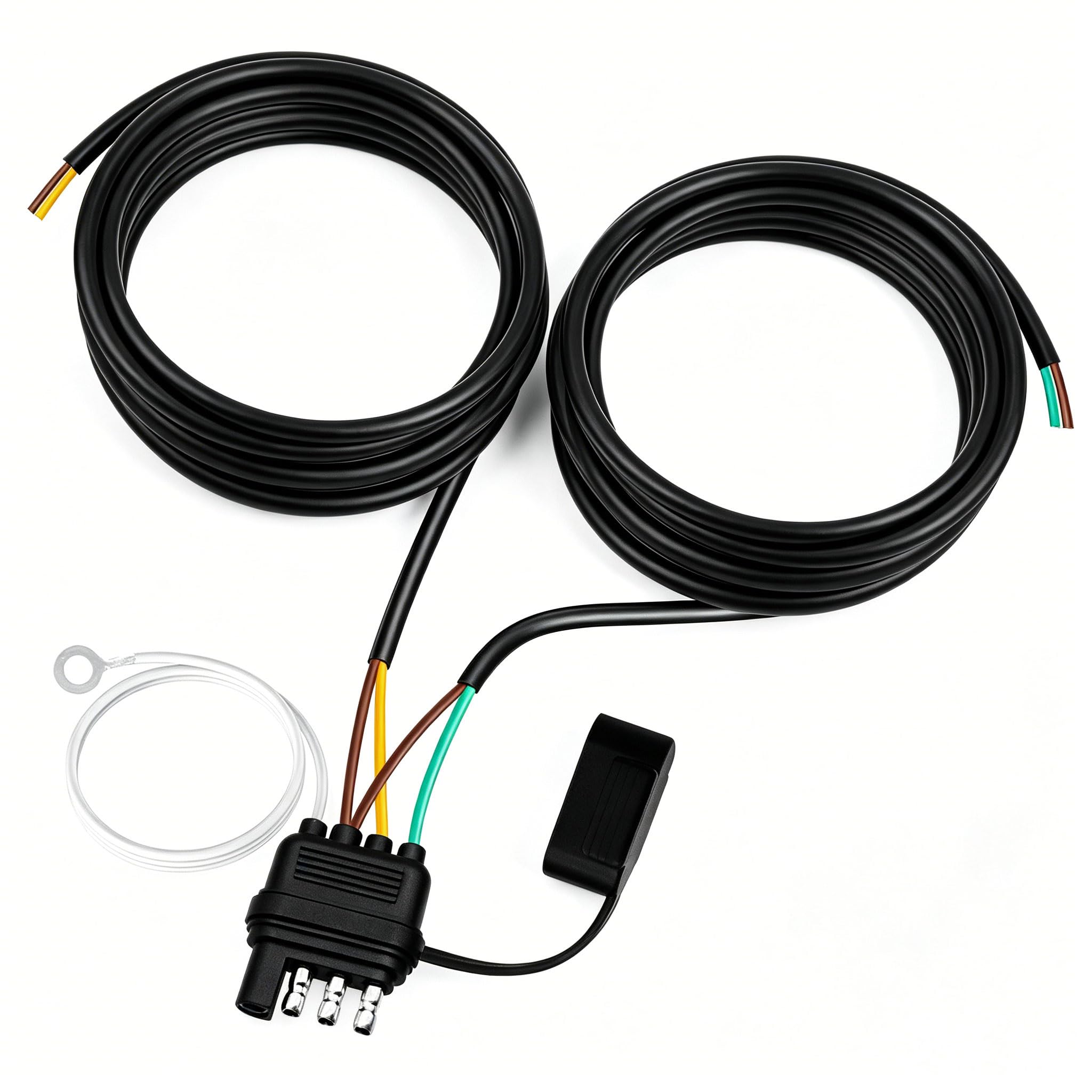 26FT 4 Pin 5 Wire Trailer Wiring Harness,Trailer Light Kit with Jacketed Cable (16AWG),4 Way Flat 5 Wire Plug for Rewiring RV Boat Both-Side Taillights