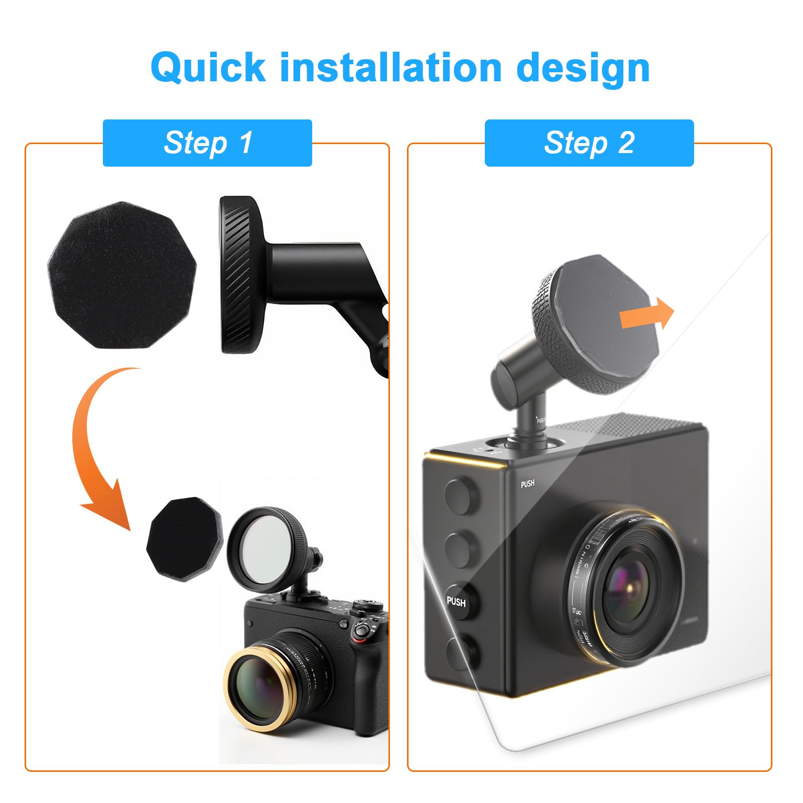 6pcs Métal Adhésif pour Caméra Embarquée pour Support Magnétique Discret, Adhésif Pare-Brise Compatible avec Les modèles 45/46/47/55/56/57/65W/66W/67W/Tandem/Speak Plus