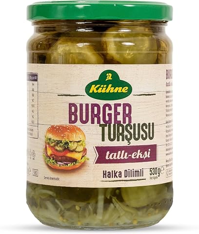 Kühne Ring Dilimlenmiş Burger Turşu Dilimleri Tatlı Cam Kavanoz 530 g