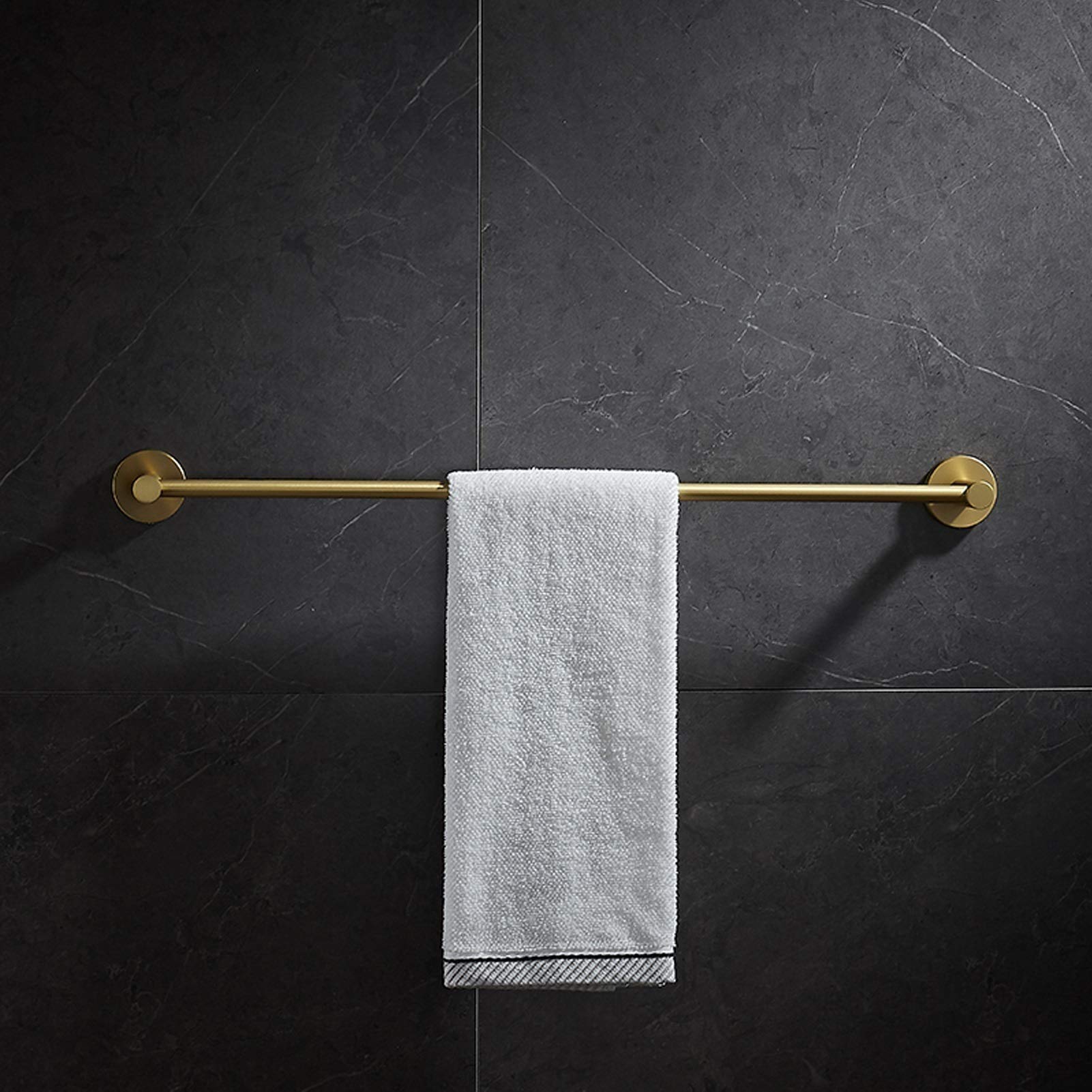 Toallero con acabado de latón cepillado para baño o cocina, autoadhesivo o montaje con tornillo, duradero y elegante