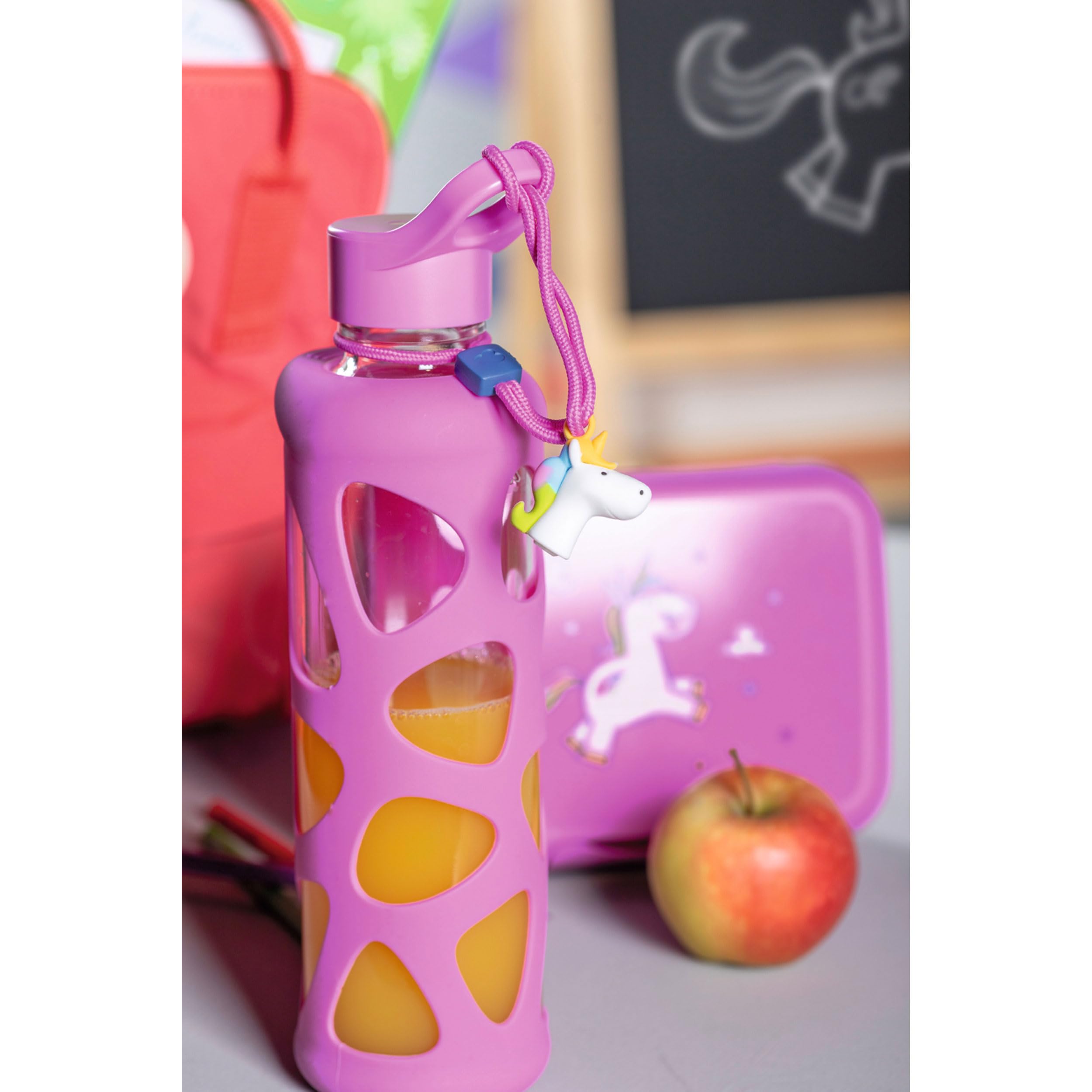LEONARDO HOME Unisex młodzieżowa butelka na napoje Bambini 500 ml różowy jednorożec, 028835, 27,3 cm