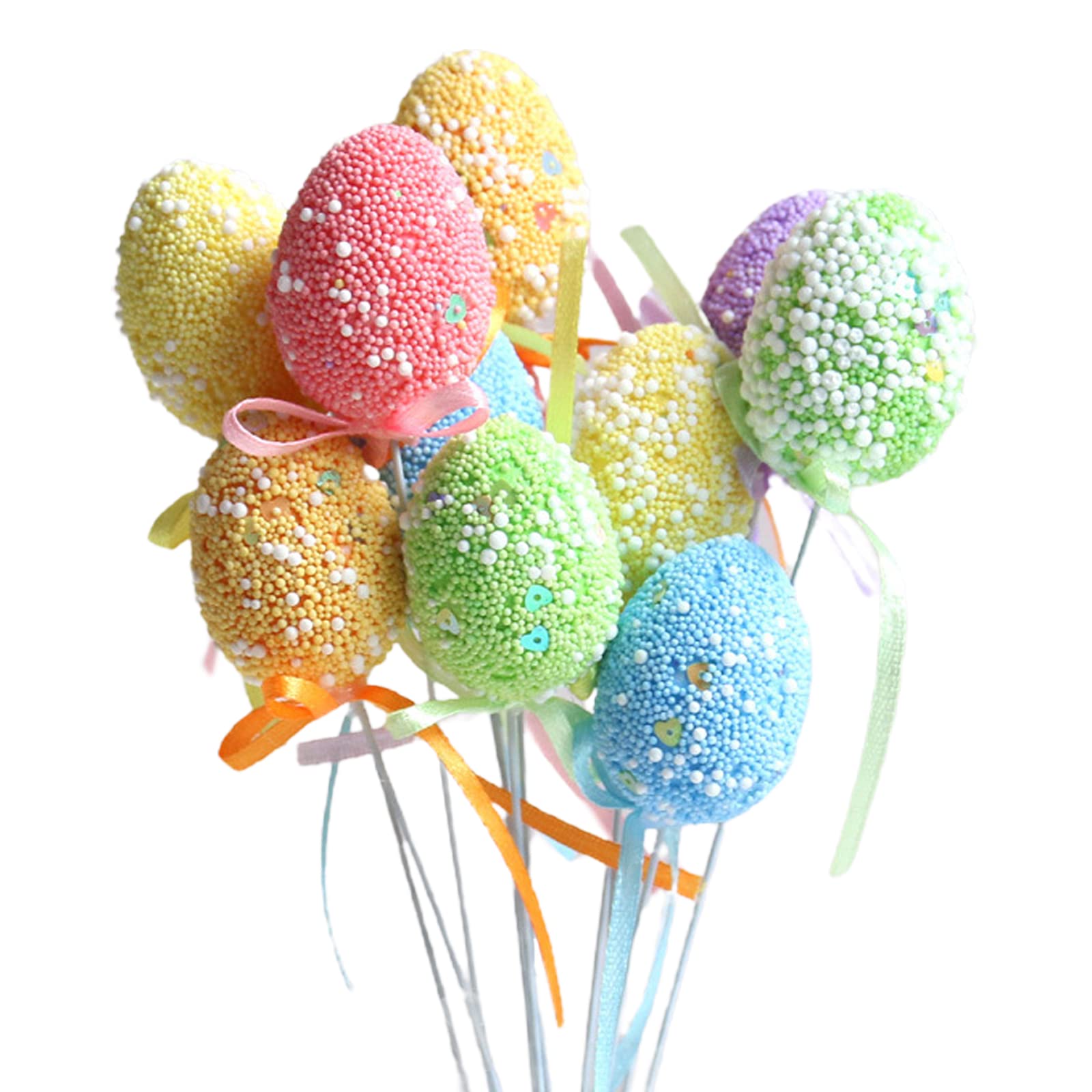 CHUOZI 24pcs Easter Egg Tree Branches Ornaments, Colorful Picks Artificial Creative Floral Arrangement Eggs Twig, for Decoration DIY Craft Supplies, Multi Color