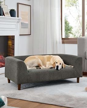 HACHIKITTY Pet Bed Sofa,Modern Rectangular Pet Sofa Suitable for Small and Medium Dogs,Soft Cushion Comfortable Dog Couch,-Dark Grey