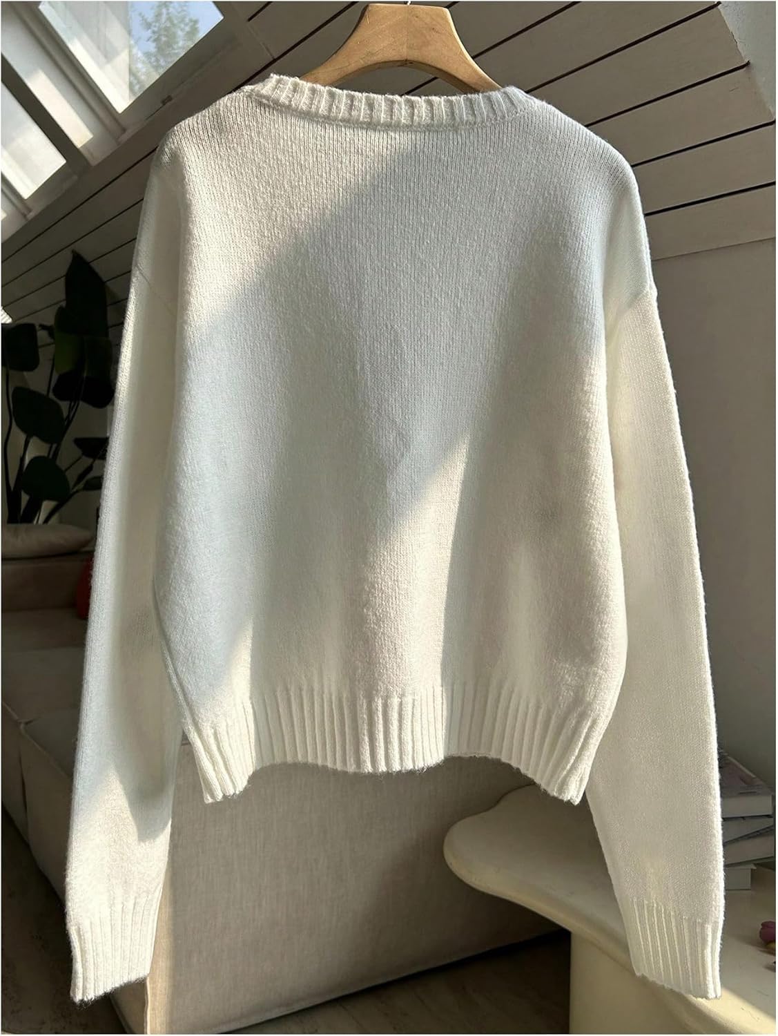 Women's Floral Sweaters Ligthtweight Oversized Embroidered Sweater Long Sleeve Knit Fall Tunics Tops - Image 2