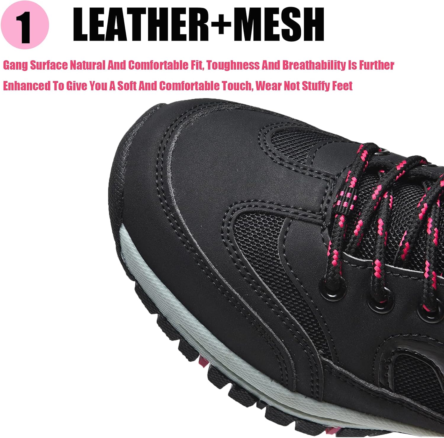 Lymphvity Women's Outdoor Hiking Orthopedic Shoes,Low Breathable Lightweight Lace Up Non Slip Sneakers Trail Trekking Shoes