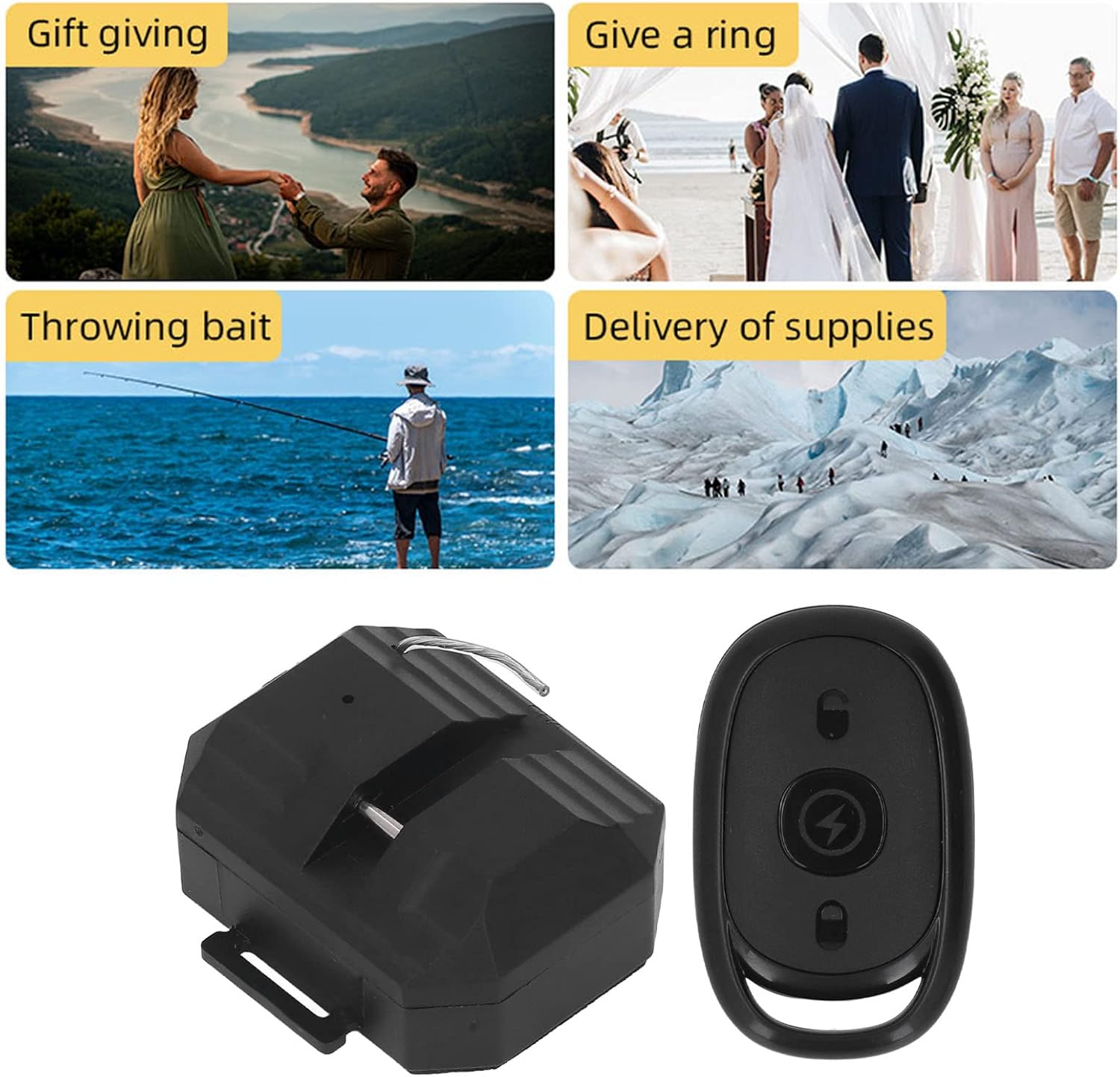 Focket 164ft Drone Airdrop System, 2.4G Drone Clip Remote Control Object Launcher, Holds up to 1.65lb Universal Drone Thrower Remote Control Dispenser Delivery Kit Drone Drop Release