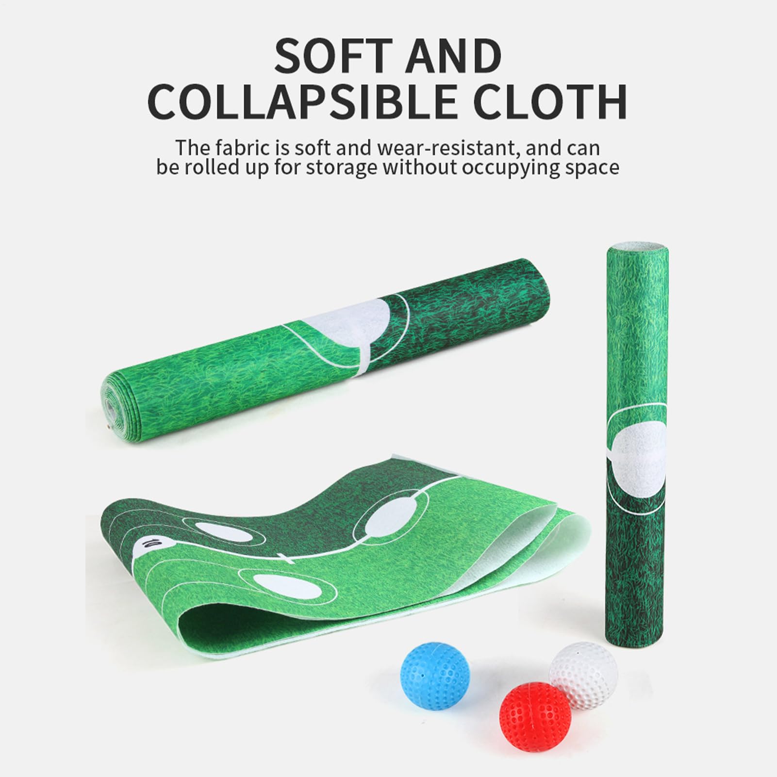 Tappeto Putting per Interni | Set Allenamento Golf per Esterni con Tappeto,Attrezzatura Portatile con Mazze, Buche e Palle per Allenamento in Interni, Giardino, Esterno per Famiglia