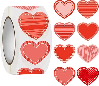 500 Pcs Heart Decorative Stickers 1.5in Self Adhesive Mothers Day Decorative Stickers,for Mothers Day,Wedding, Anniversaries,Baking Bag Party,Clothes,Card,Envelopes,Classroom,Scrapbook Decor
