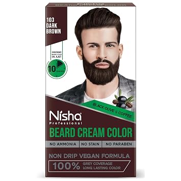Nisha Beard Colour for Men 120gm - Dark Brown, No Stain & Quick color in 10 Minute, Complete Grey Coverage, Long-Lasting beard Color, Ammonia-Free, Paraben-Free 1 Pack