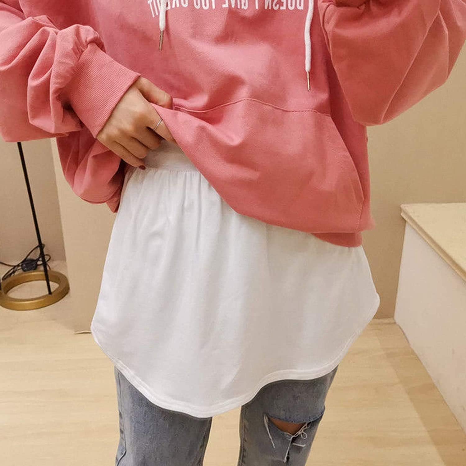 Miniatura 6 de KMBANGI Conjunto de falda con capucha ajustable para mujer y niña, parte superior falsa con capas para la parte inferior, desmontable, media