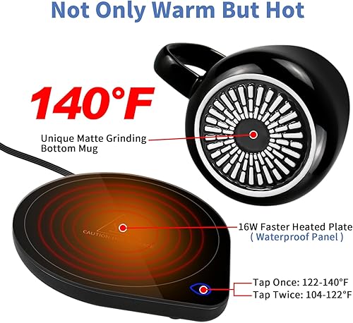 Miniatura 5 de Calentador de tazas de café con juego de tazas calentador eléctrico de tazas para hombre para escritorio y oficina, regalos para amantes del café