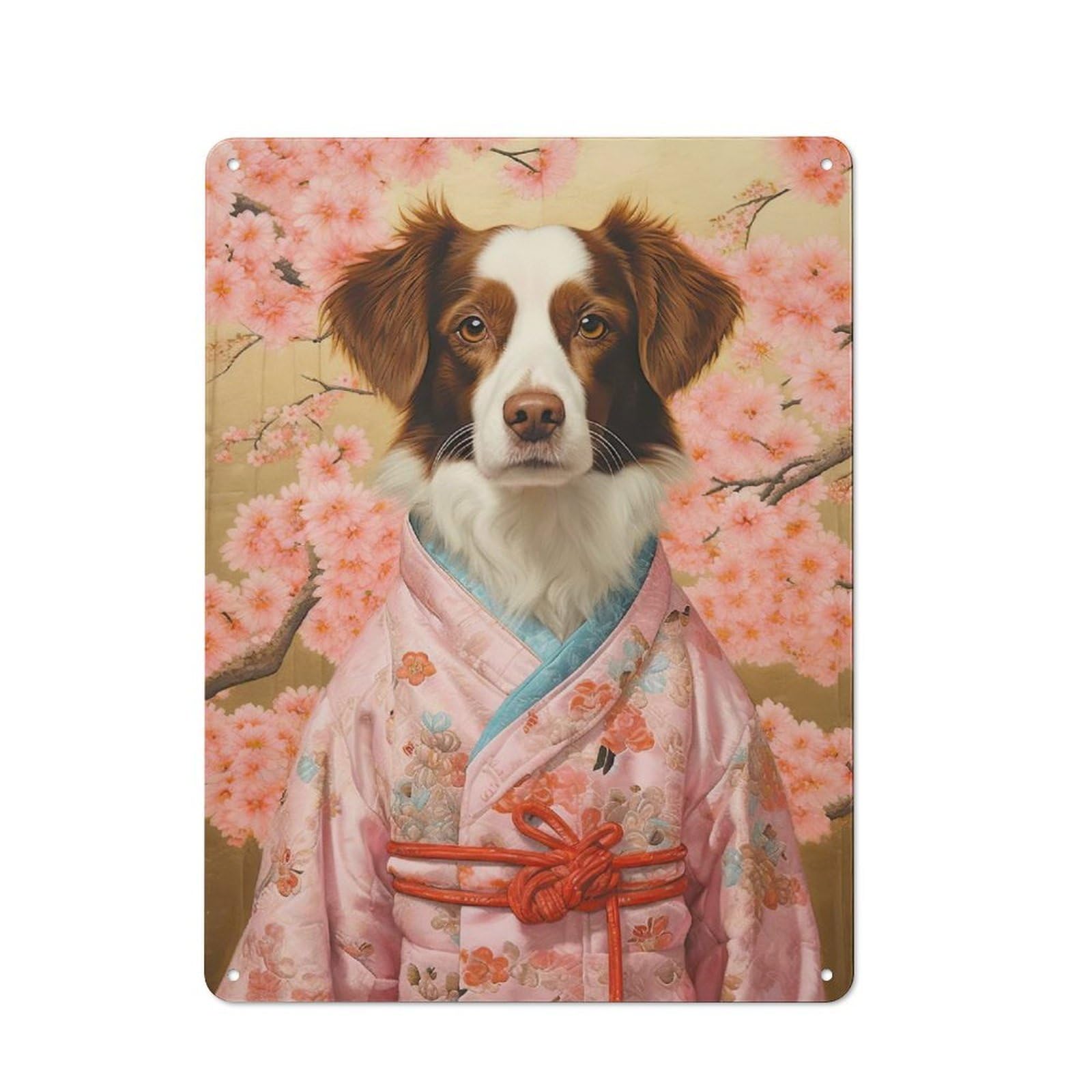 Junmoney Style-22 Brittany Spaniel Geisha Shed Style Metal Wall Decor 40X30cm, Tin Sign For Conservatory, Home Bar Or Utility Room