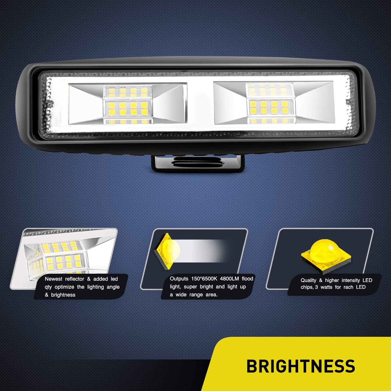 Nilight - 15021F-B LED Light Bar 2PCS 6 Inch 48W Flood Driving Fog Light Off Road Lights Boat Lights driving lights Led Work Light SUV Jeep Lamp, 2 years Warranty