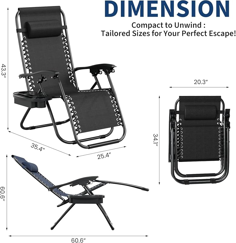 Garvee Zero Gravity Chair Set of 2, Adjustable Patio Lounge Chair image 3