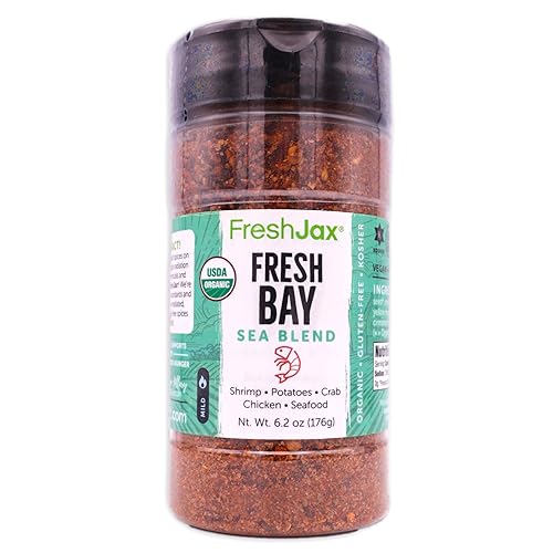 Miniatura 2 de FreshJax Especias orgánicas  Paquete de condimentos para mariscos Fresh Bay y Bold Bayou  2 botellas grandes de mezclas de condimentos