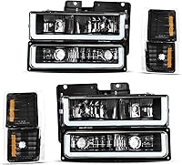 Vista 12 de DWVO - Conjunto de faros delanteros compatible con Chevy Silverado Tahoe C/K Suburban GMC Yukon 1990 1991 1992 1993 1994 1995 1996 1997 1998 1999