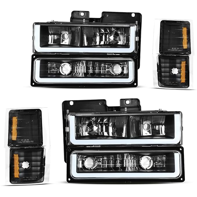 [LED DRL Strip] For 94-98 Chevy C10 C/K 1500 Headlight Bumper Corner Lamp Black - Foto 12
