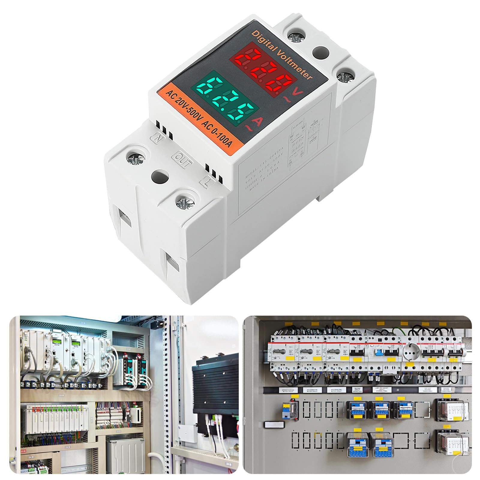 Stable Rails Mount Voltages Current Meter Voltages Measurement Tool Simple To Use For Homes Power Monitorings Application