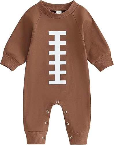 BULINGNA Mameluco de fútbol para bebé recién nacido, niño y niña, manga larga, enterizo de una pieza para otoño