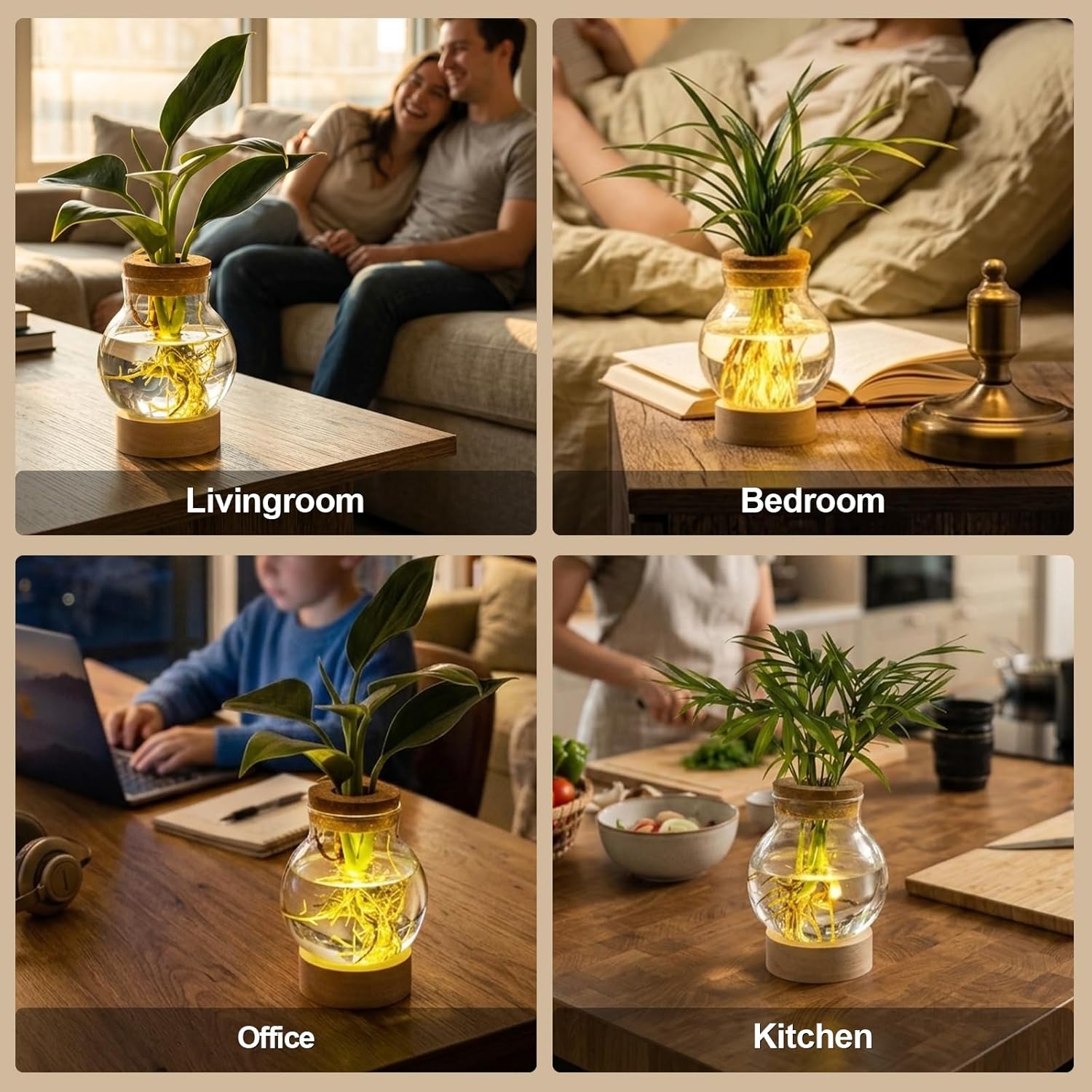 Propagation Stations, Plant Propagation Station with Light Base, Glass Propagation Vases, Hydroponic Vase for Plants, Glass Terrarium for Home Office Windowsill Tabletop Decoration (2) image 4