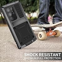 Vista 4 de Compatible con Samsung S24 Funda de silicona con topes de metal con soporte integrado Protector de pantalla Gorilla Glass Híbrido Resistente Militar