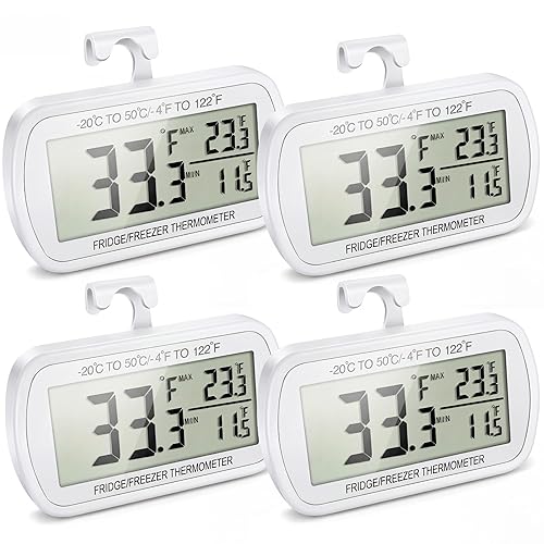 Waterproof Refrigerator Fridge Thermometer, Digital Freezer Room Thermometer, Max/Min Record