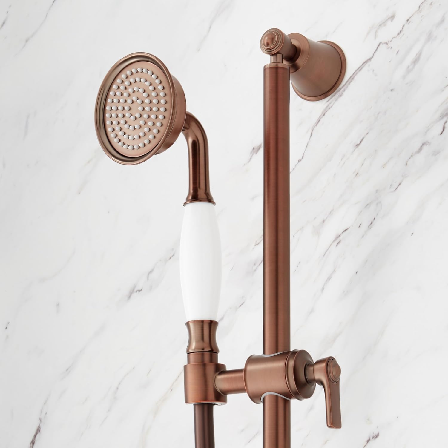 Signature Hardware 436846 Cooper Pressure Balanced Shower System with Single Function Shower Head, Hand Shower, Slide Bar, Hose, and Valve Trim