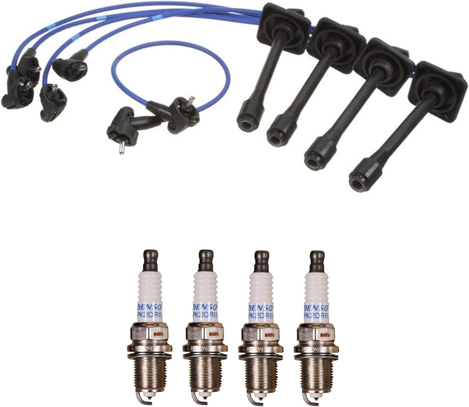 Denso Wire Set 7mm 4 Double Platinum Spark Plugs .044 Kit For Toyota RAV4 2.0 L4 Naturally Aspirated