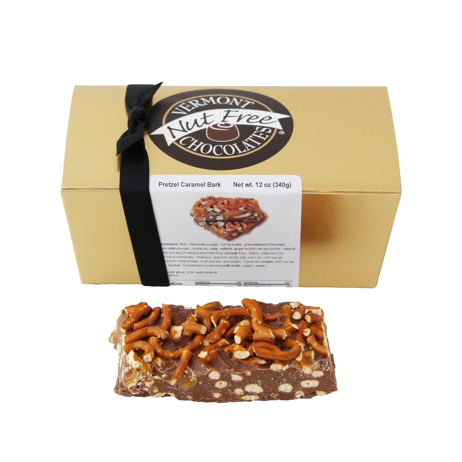 Vermont Nut Free Chocolates Pretzel Caramel Bark (12 Ounces)
