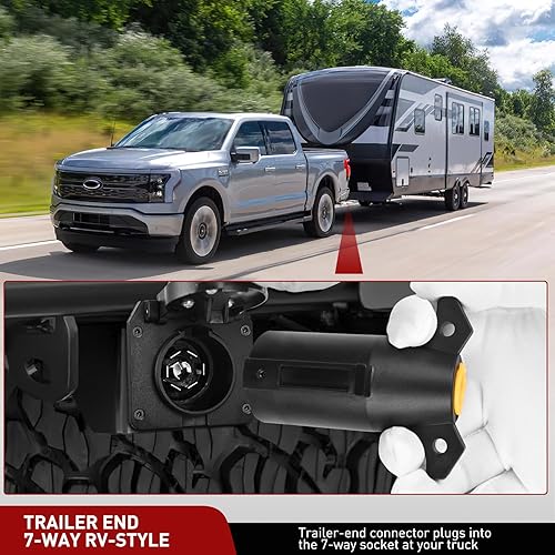 Miniatura 6 de Nilight Enchufe de remolque RV de 7 pines, extremo macho resistente, 7 vías redondo, receptáculo de empalme, accesorios de repuesto para enganche