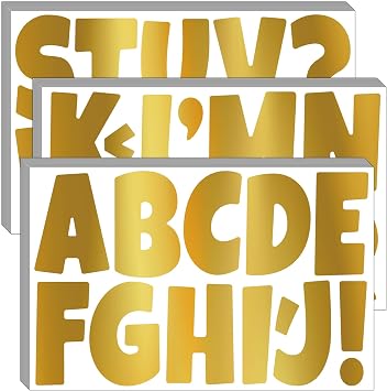 Bemeol Bulletin Board Letters 30 Sheets 3 Inch Stick on Letters Alphabet Cutout Letter for Bulletin Board Display School Classroom Home DecorGold