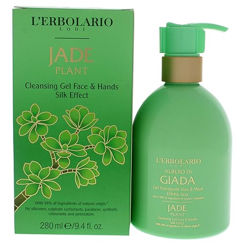 L'Erbolario Gel limpiador de plantas de jade para rostro y manos, fragancia floral y cítrica, propiedades hidratantes y suavizantes, efecto sedoso,