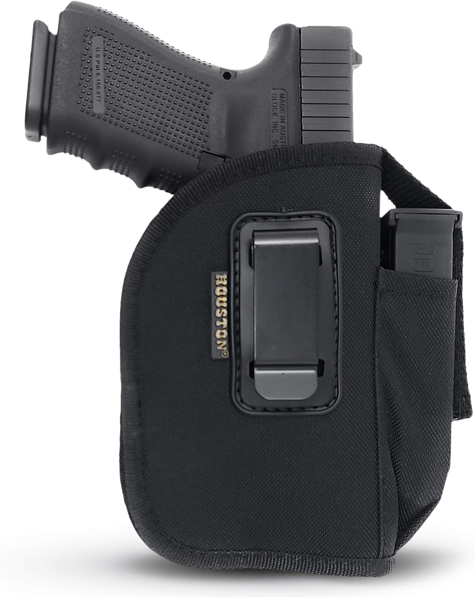 IWB and OWB Tactical Holster - Gun + Mag Pouch by Houston - with Metal Clip - Fits: M&P 9 mm, Ruger, Springfield, Sig, S&W, Taurus, Beretta, H&K with Small Laser - Lined Inside for Gun Protection