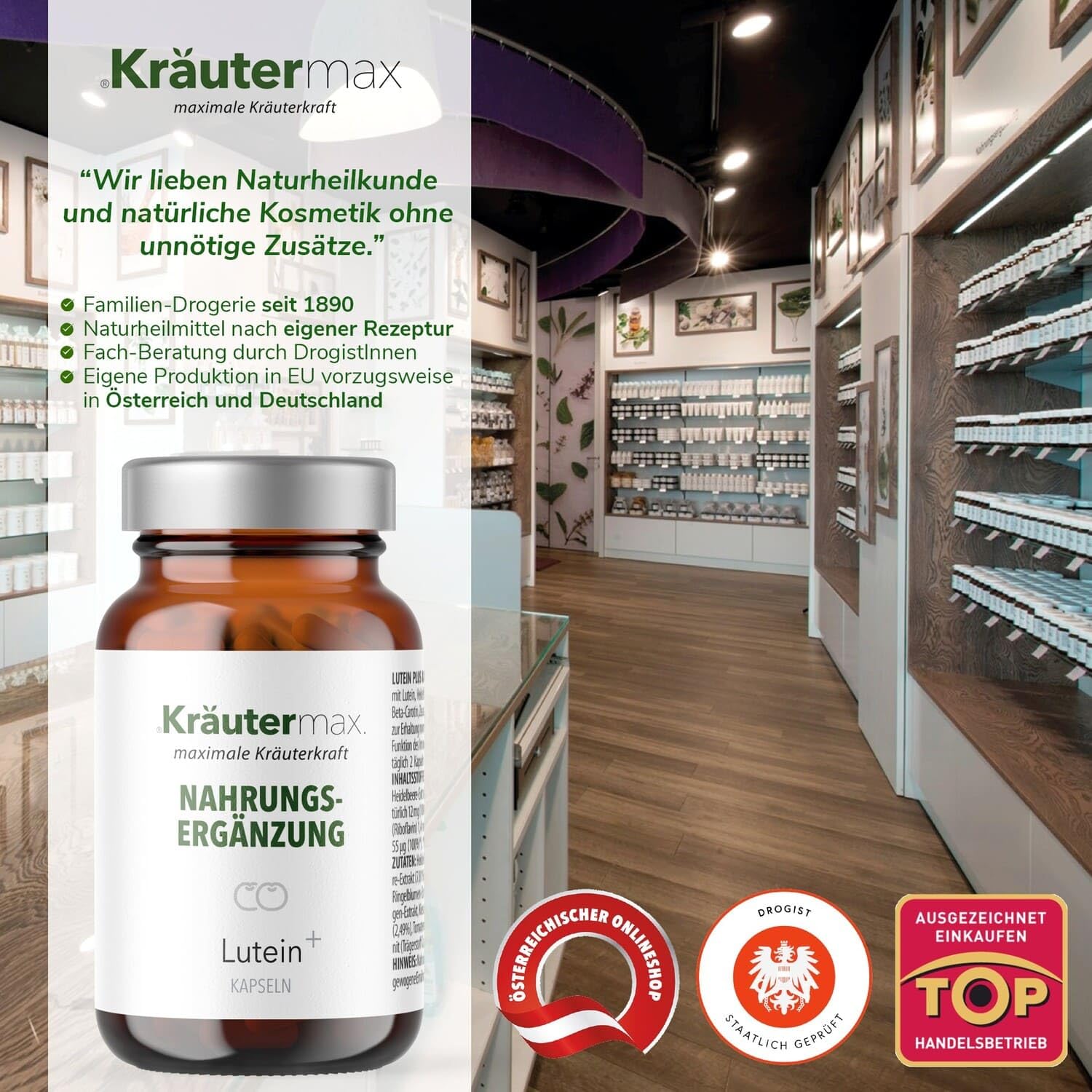 Lutein Augen Kapseln Complex Nahrungsergänzung Vegan mit Zeaxanthin 1 x 60 Stück