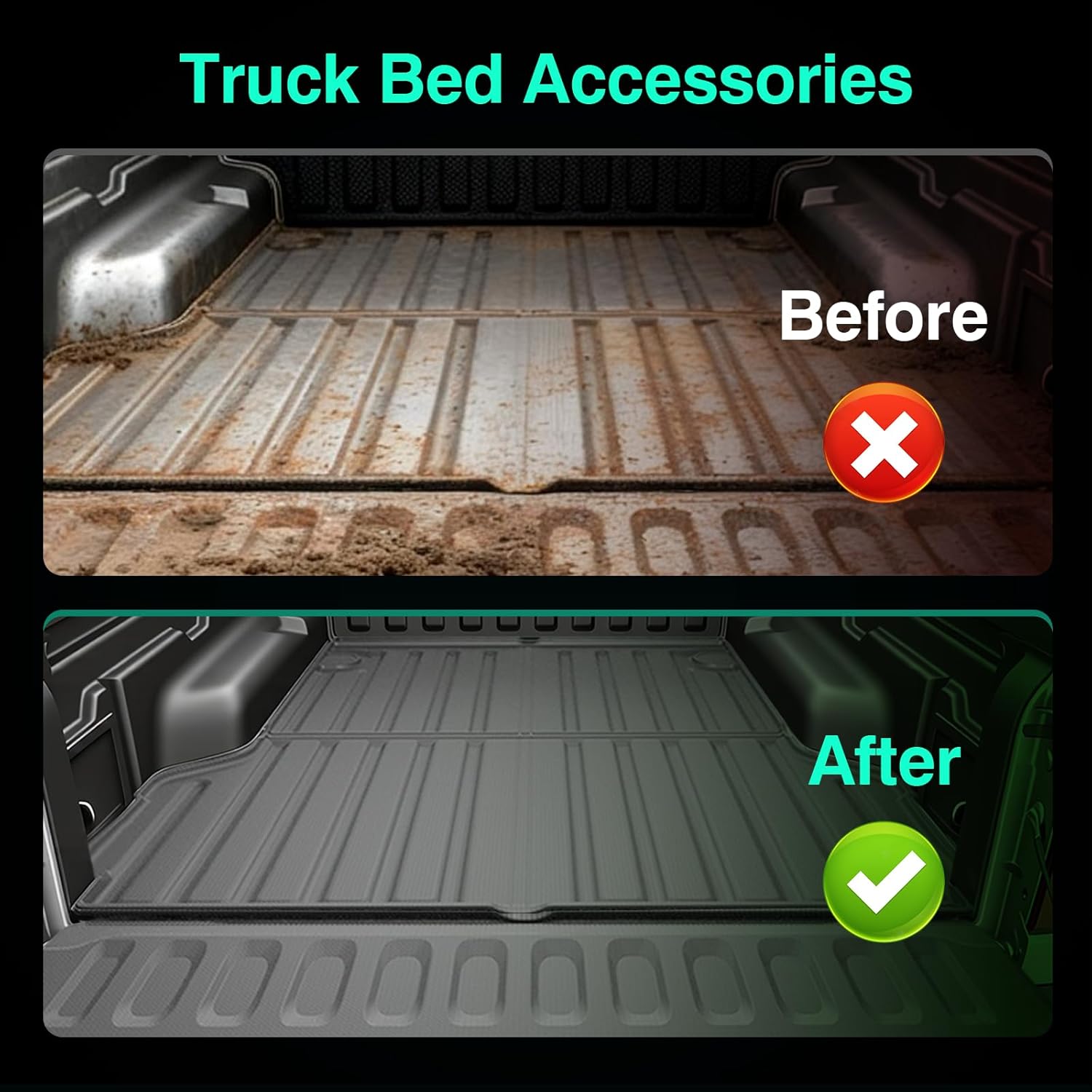 PWY Bed Mat & Tailgate Mat Replacement for Ford Maverick(2022-2026, 4.5 Ft), All Weather Truck Mat,TPE Heavy Duty Bed Liner with Tailgate Mat & Assist