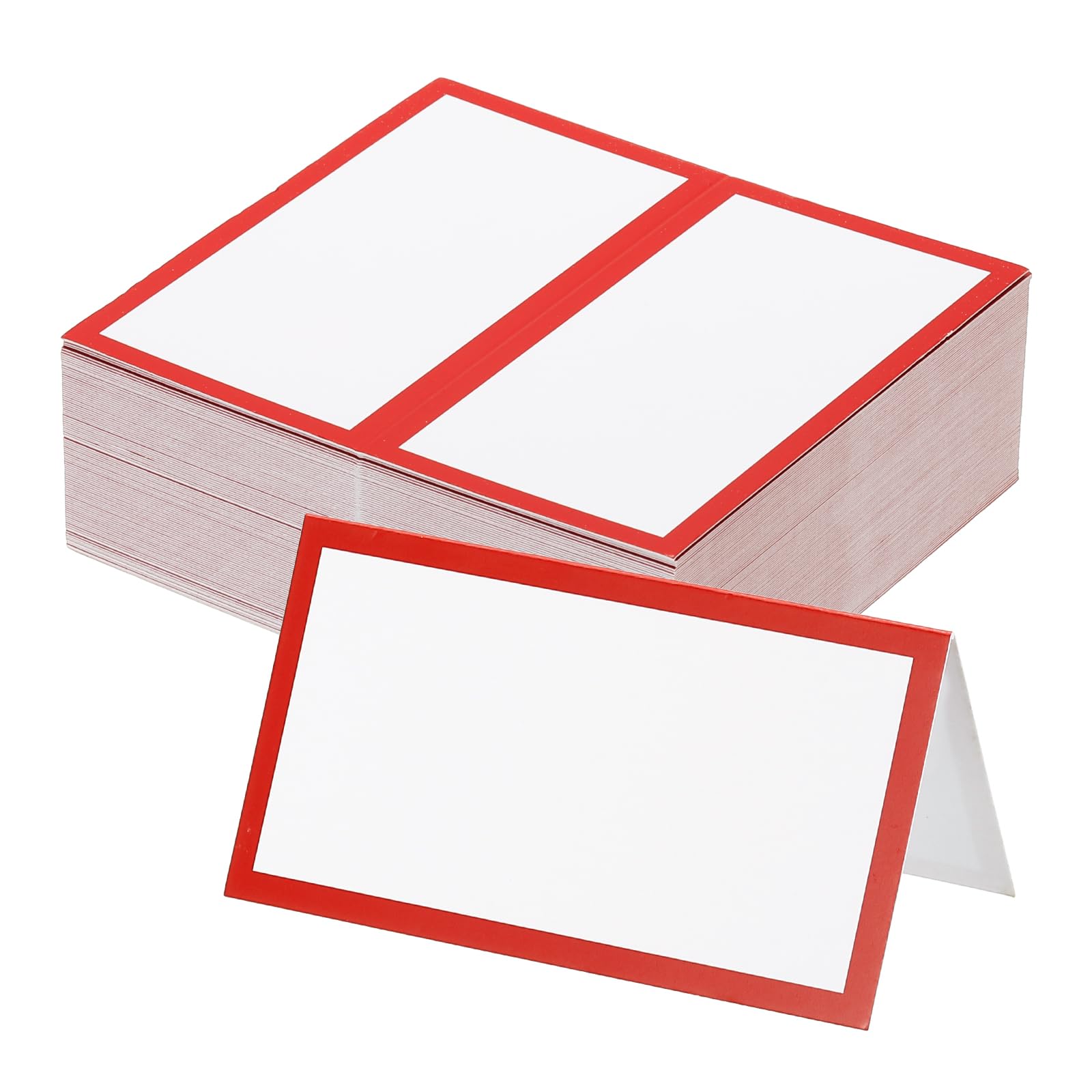 PATIKIL 100Pcs Table Place Cards, 3.5 x 2 Inches Blank Name Place Cards for Table Setting Wedding Reception Buffet Red