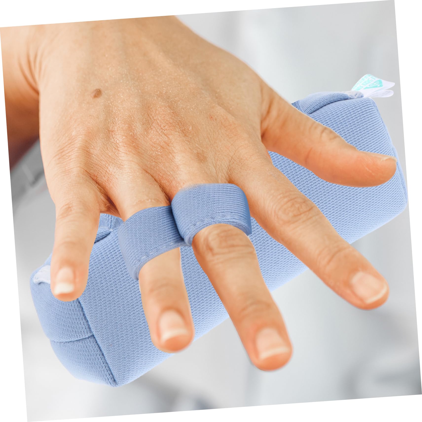 NOLITOY Ergonomic Finger Separator Splint Palm Protector for Hand Contracture Bedridden Supplies Sky-blue