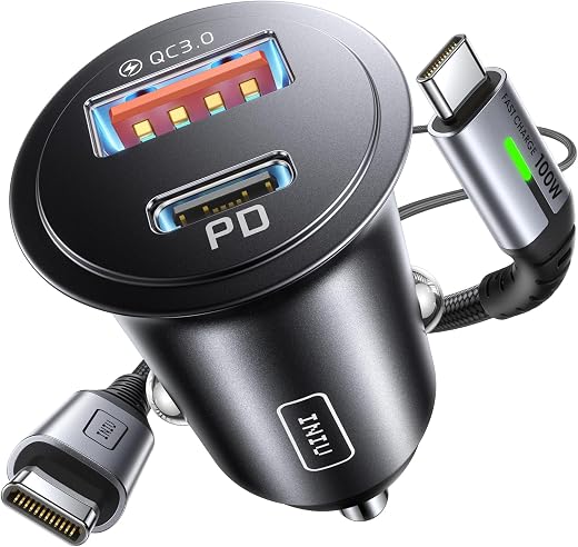 🚫 [CADUCADO] 🔥 INIU Quick Charge Car Charger 60W, Car Cigarette Lighter Charger with USB C Cable, 12V USB-C Mobile Car Charger for iPhone 17 16 15 Pro Max, Samsung S25, Xiaomi, Camper, Van, Truck, BMW etc | USB C Cigarette Lighter Socket PD&QC 3.0 Fast Charge Auto Charger, Compatible with iPhone 16 15 14 Pro Max iPad Samsung S25