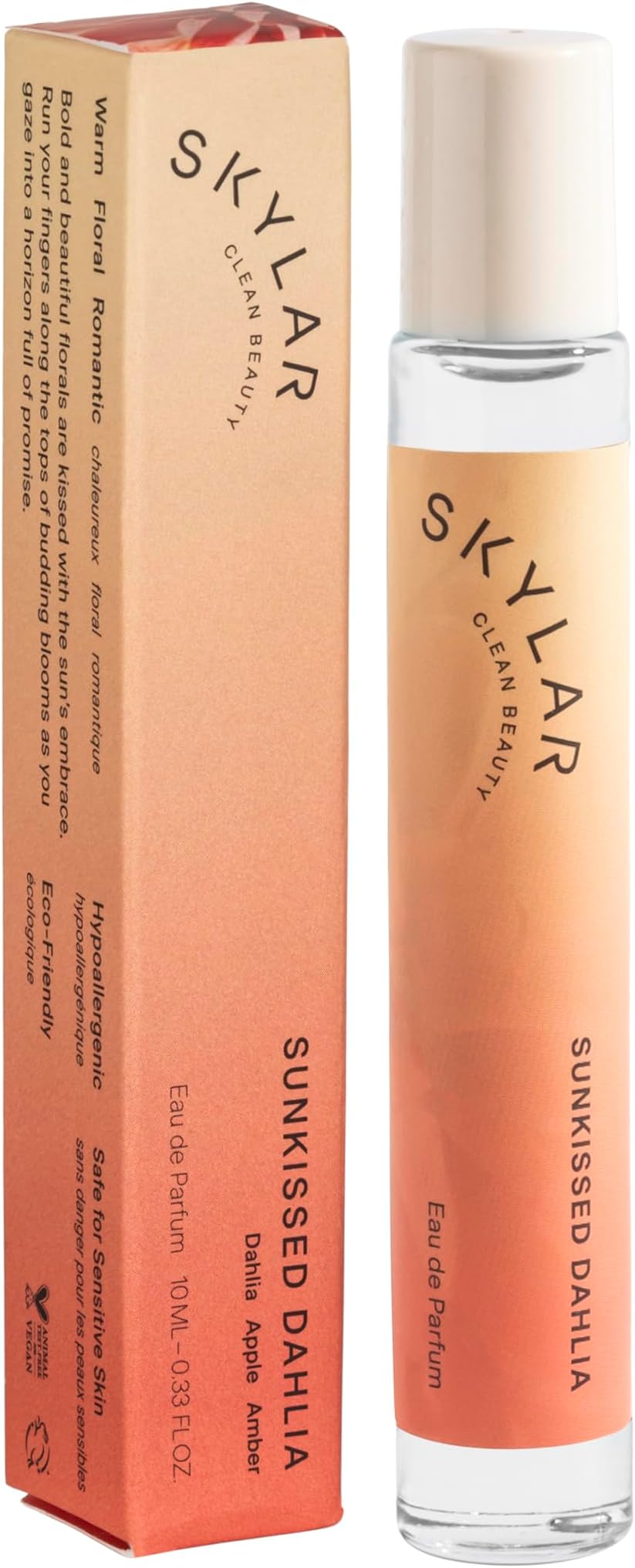Skylar Sunkissed Dahlia Eau de Parfum - Hypoallergenic & Clean Perfume for Women & Men, Vegan & Safe for Sensitive Skin - Floral Perfume with Notes of Dahlia, Apple & Amber - 10mL /0.33 Fl oz