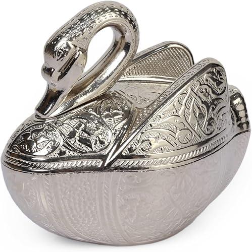 Alisveristime Zamac Azucarero con tapa inspirado en el otomano turco con forma de cisne, 13.4 onzas, color plateado