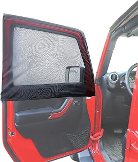 Savadicar Front Window Sun Shades, Breathable Mesh Side Window Sunshade, Stretchy Sun Screen Net Compatible with 1997-2024 Jeep Wrangler TJ JK JL & Gladiator JT, Anti-UV for Baby/Pets/Camping, Pair