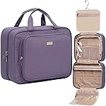 NISHEL Travel Toiletry Bag for Women, Makeup Essentials Organizer, Hanging Case for Accessories, Cosmetics, Large Size, Purple